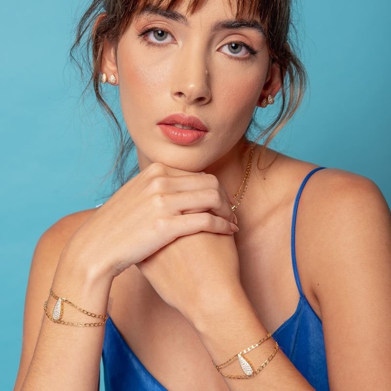 BRINCO MINI GOTA ZIRCÔNIAS 10MM DOURADO FOLHEADO