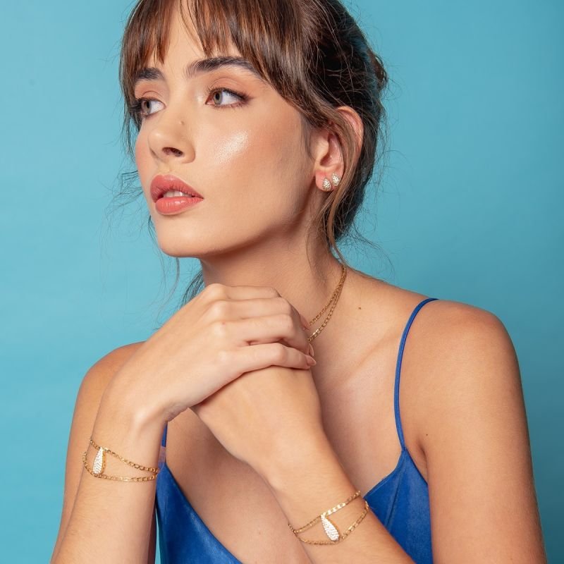 BRINCO MINI GOTA ZIRCÔNIAS 10MM DOURADO FOLHEADO