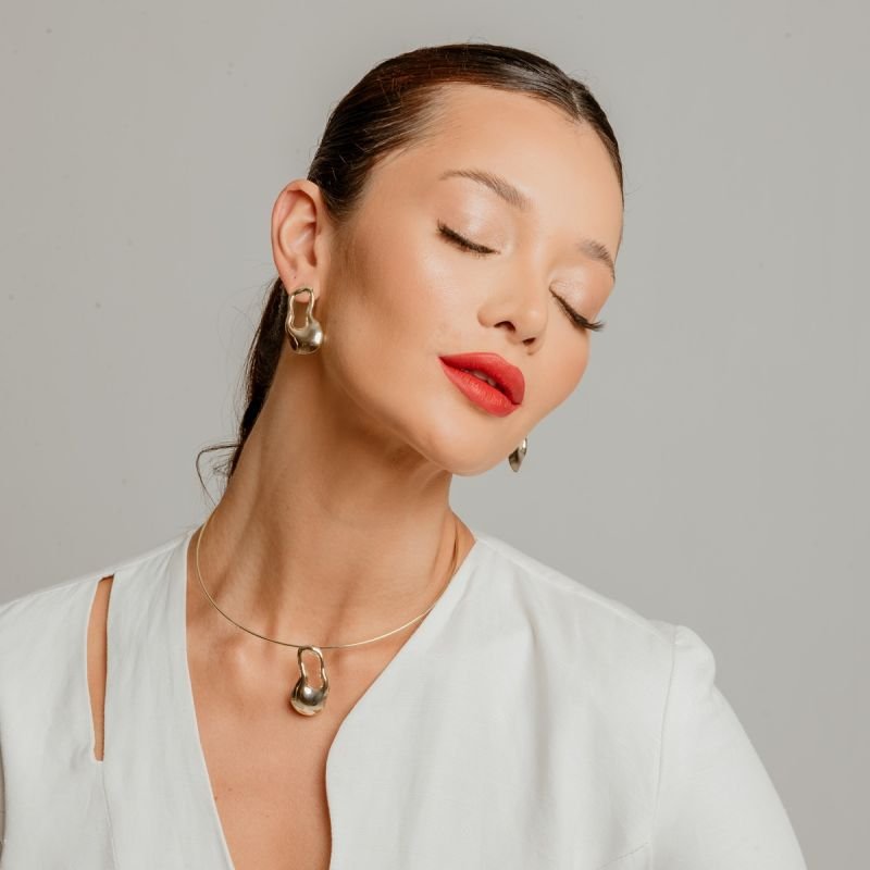 BRINCO ORGÂNICA LYRA DOURADO FOLHEADO