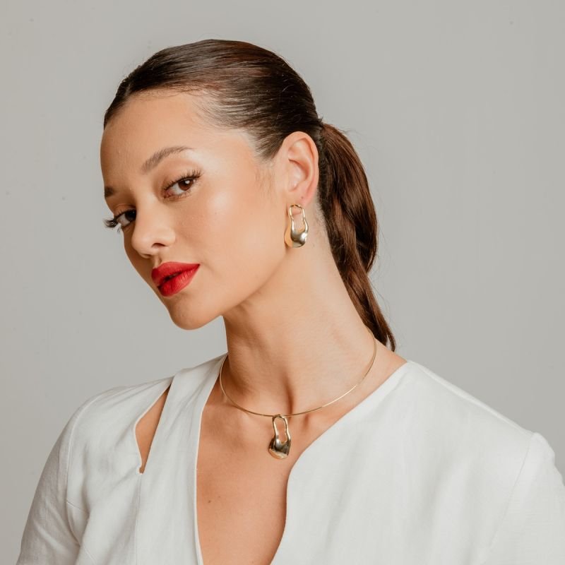 BRINCO ORGÂNICA LYRA DOURADO FOLHEADO