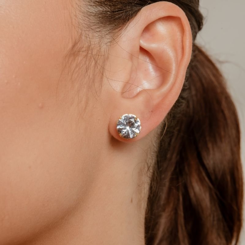 BRINCO PONTO DE LUZ 10MM BANHADO A OURO 18K