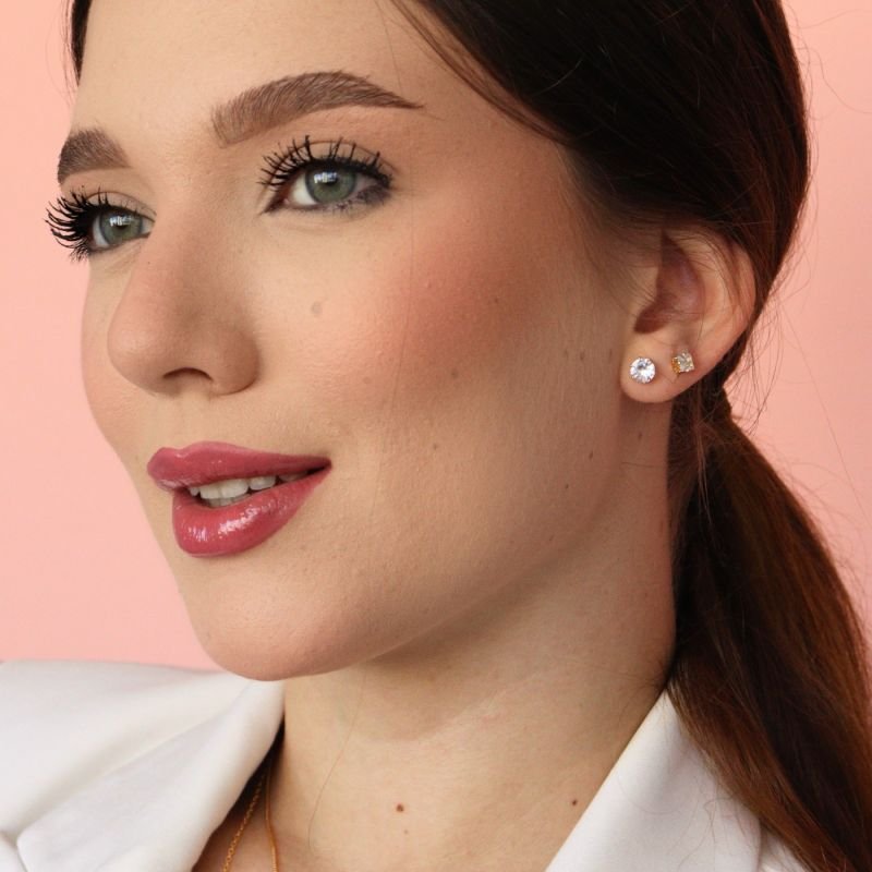 BRINCO PONTO DE LUZ 6MM DOURADO FOLHEADO