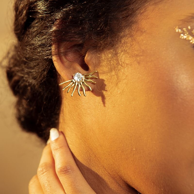 BRINCO SOLARE ZIRCÔNIA BANHADO A OURO 18K