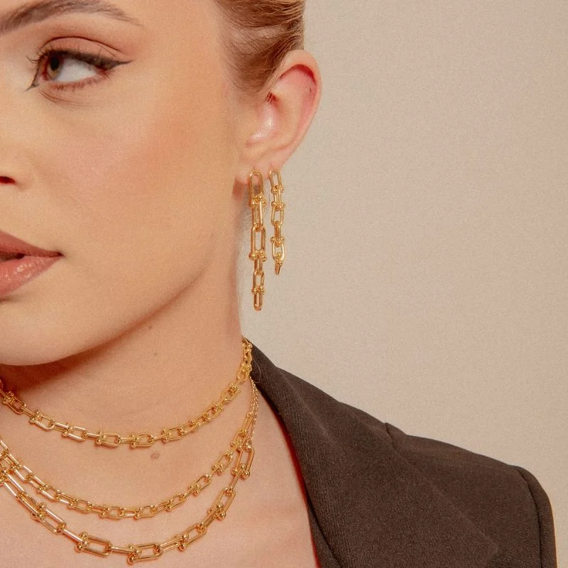 BRINCO TIFFA ELOS DEGRADE BANHADO A OURO 18K