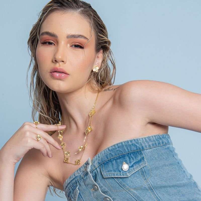 BRINCO TREVO CLASSIC 18MM BANHADO A OURO 18K