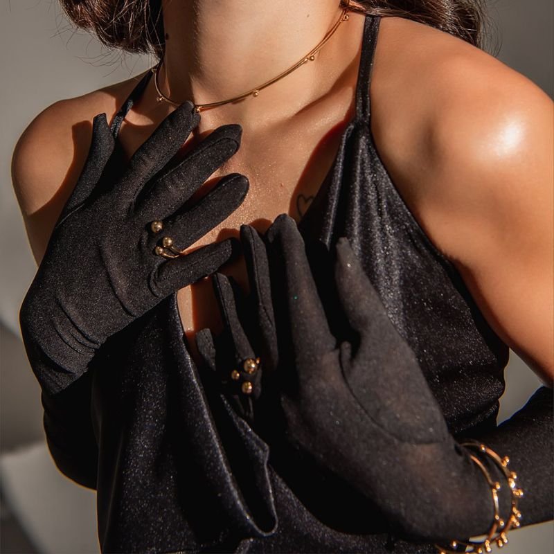 CHOKER ARO BOLINHAS DOURADO FOLHEADO