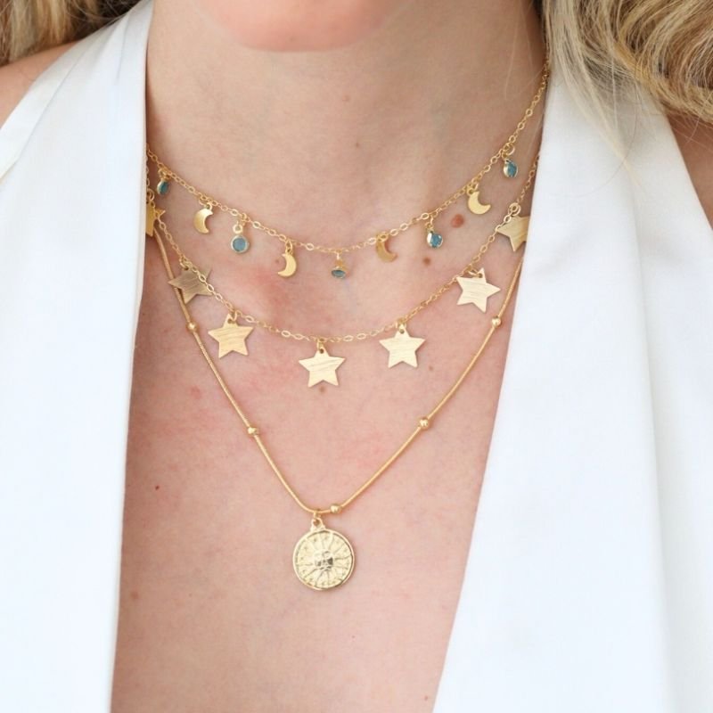 CHOKER CELESTIAL BANHADO A OURO 18K