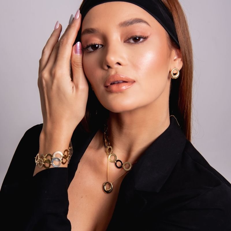 CHOKER CIRCULOS BANHADO A OURO 18K