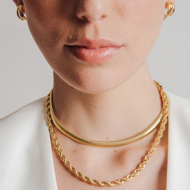 CHOKER CORDÃO BAIANO 5 MM BANHADO A OURO 18K