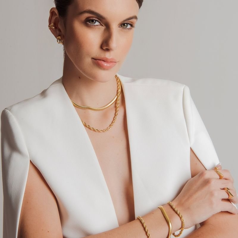 CHOKER CORDÃO BAIANO 5 MM BANHADO A OURO 18K