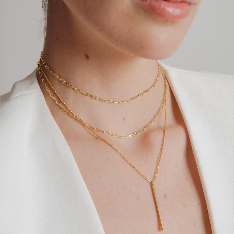 CHOKER DUPLA CARTI DOURADO FOLHEADO