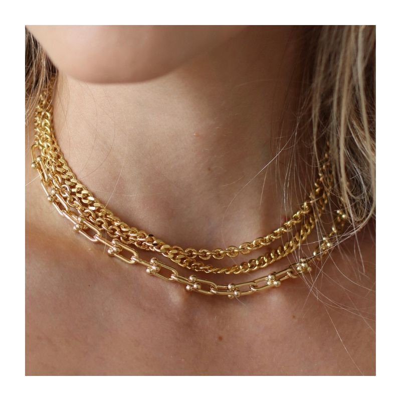 CHOKER ELOS ABAULADO BANHADO A OURO 18K