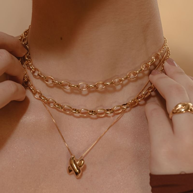 CHOKER ELOS AMENDOADOS BANHADO A OURO 18K