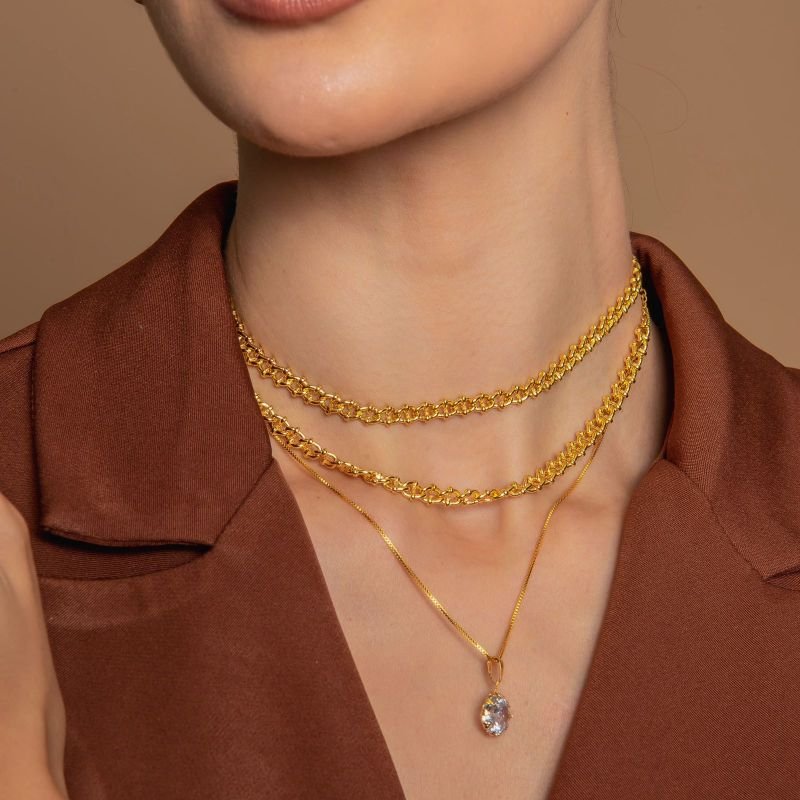 CHOKER ELOS ESTILO DOURADO FOLHEADO