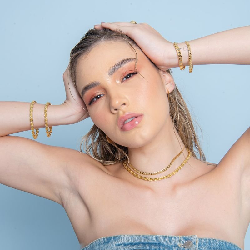 CHOKER ELOS FECHADOS 5MM BANHADO A OURO 18K