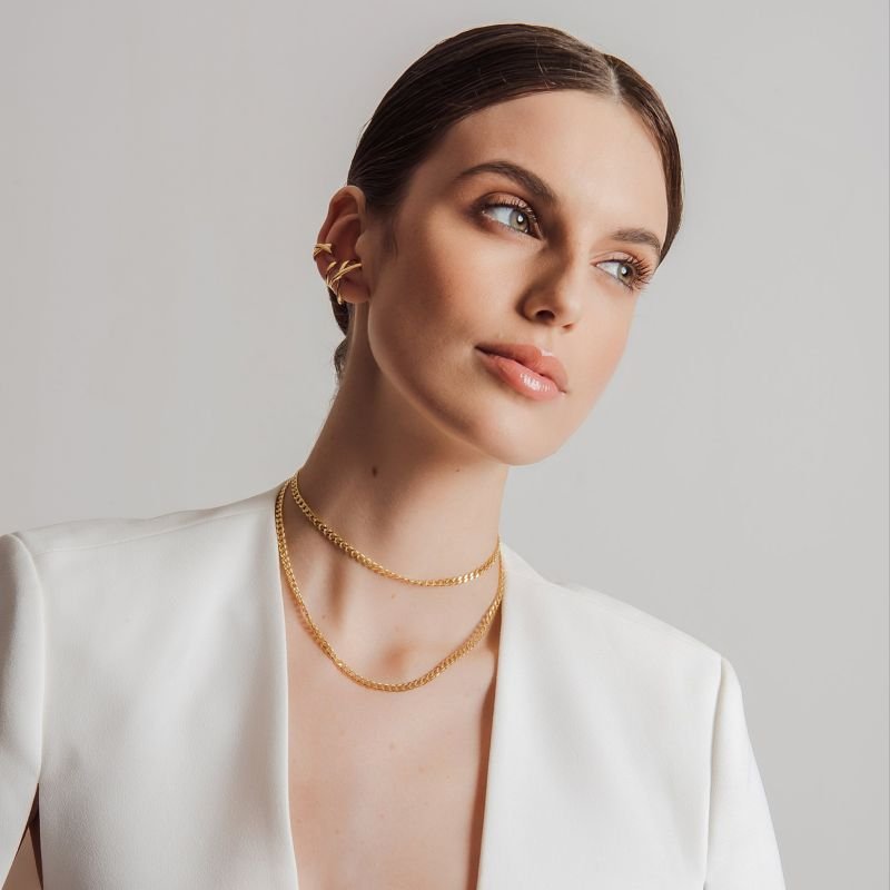 CHOKER ELOS GRUMET DIAMANTADA FRISADA BANHADO A OURO 18K