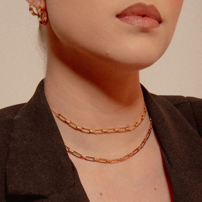 CHOKER ELOS INTERLIGADOS BANHADO A OURO 18K