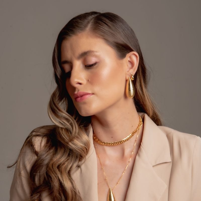 CHOKER ELOS LIXADO ELLA BANHADO A OURO 18K