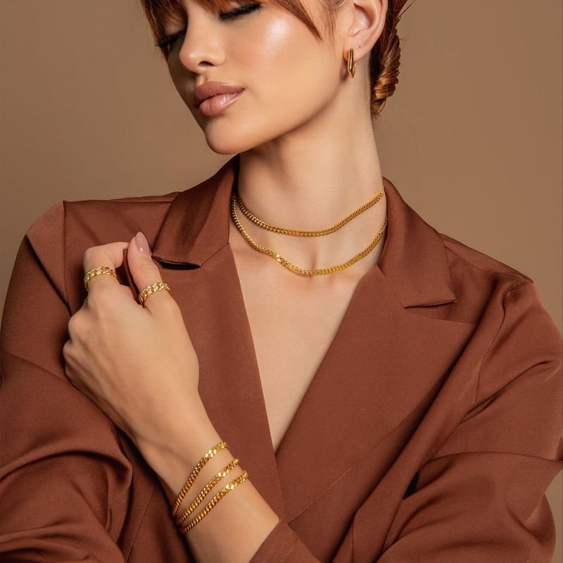 CHOKER ELOS LIXADOS P GROSSA BANHADO A OURO 18K