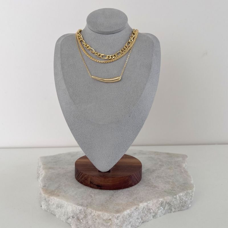 CHOKER ELOS RETANGULARES VASADOS BANHADO A OURO 18K NIVER8