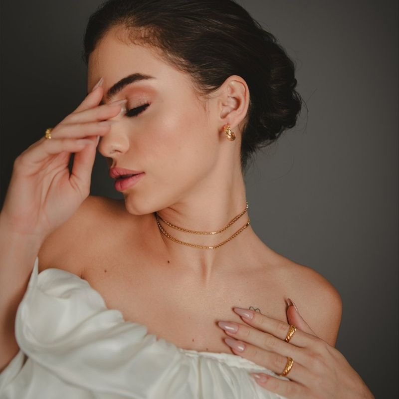 CHOKER ELOS RETANGULARES VASADOS BANHADO A OURO 18K