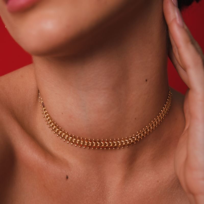 CHOKER ESPINHOS BANHADO A OURO 18K