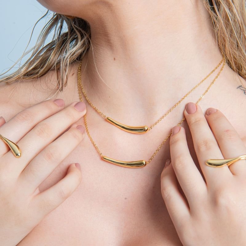 CHOKER GOTA ESGUIA BANHADO A OURO 18K