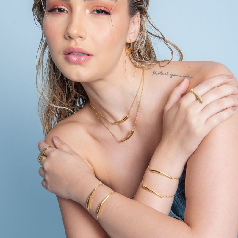 CHOKER GOTA ESGUIA BANHADO A OURO 18K