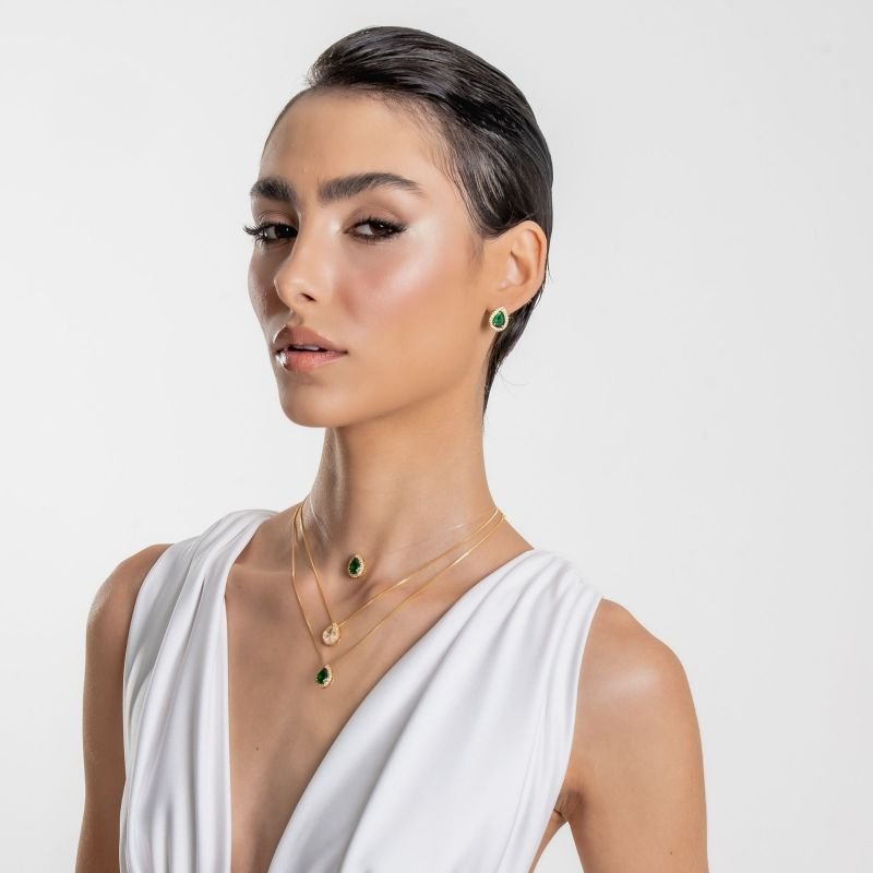 CHOKER INVISIVEL IMPÉRIO VERDE ZIRCÔNIA BANHADO A OURO 18K