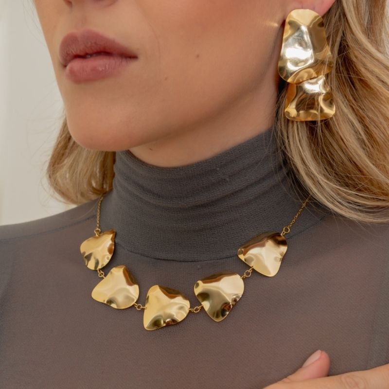 CHOKER MAGNA ORGANICO BANHADO A OURO 18K