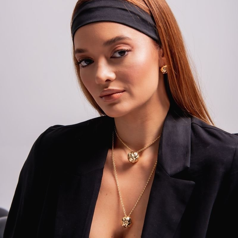 CHOKER MEIA ESFERA ORGANIC BANHADO A OURO 18K