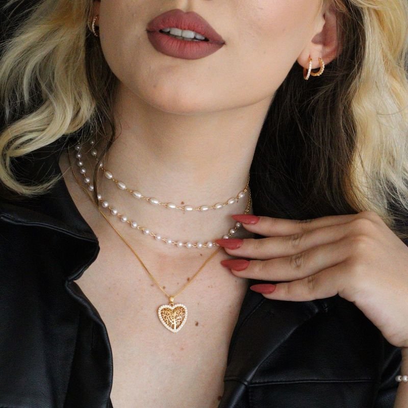 CHOKER PEROLA OVAL DOURADO FOLHEADO