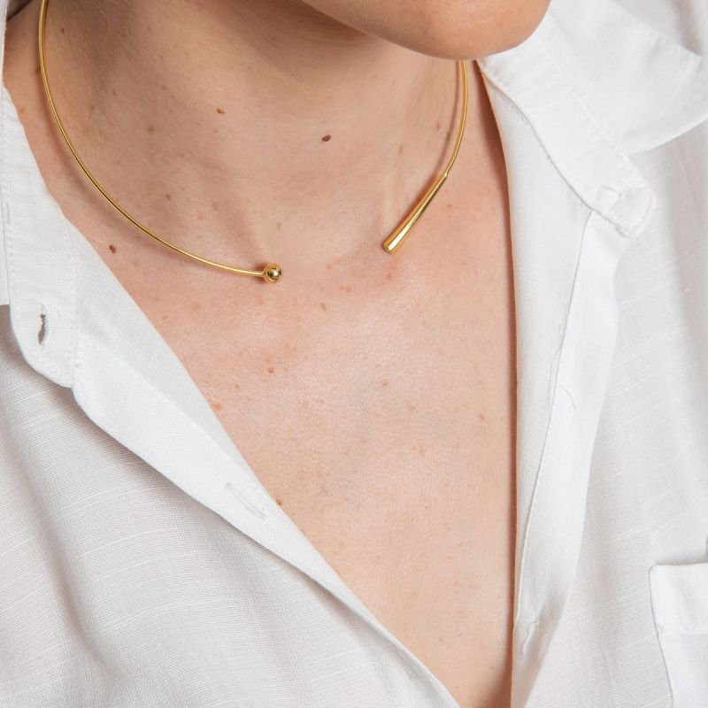 CHOKER RÍGIDA BASIC RECORTE RETO BANHADO A OURO 18K