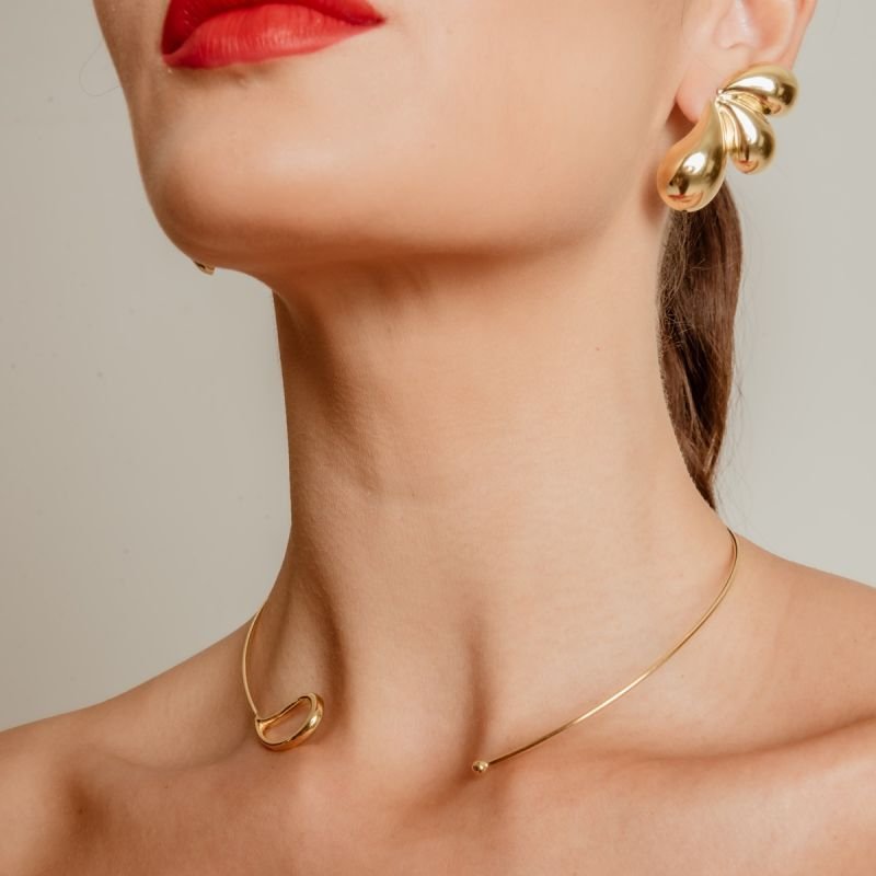 CHOKER RÍGIDA FLAME BANHADO A OURO 18K