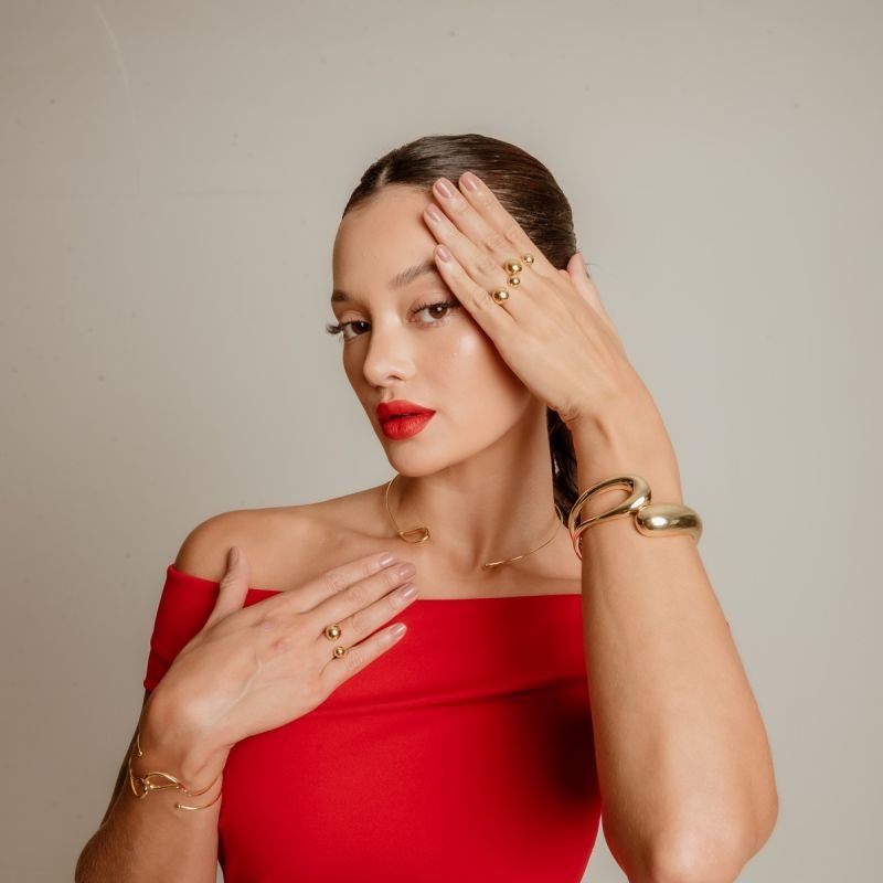 CHOKER RÍGIDA FLAME BANHADO A OURO 18K