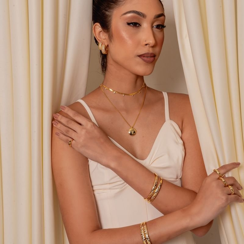 CHOKER SNAKE 3MM COM ZIRCÔNIA DOURADO FOLHEADO