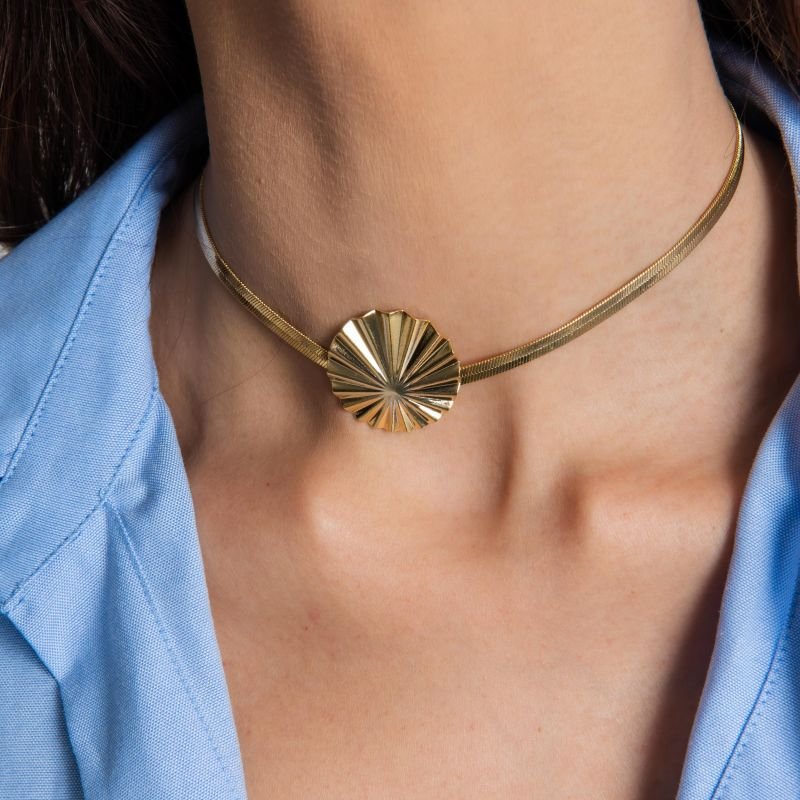 CHOKER SNAKE CIRCULO BANHADO A OURO 18K