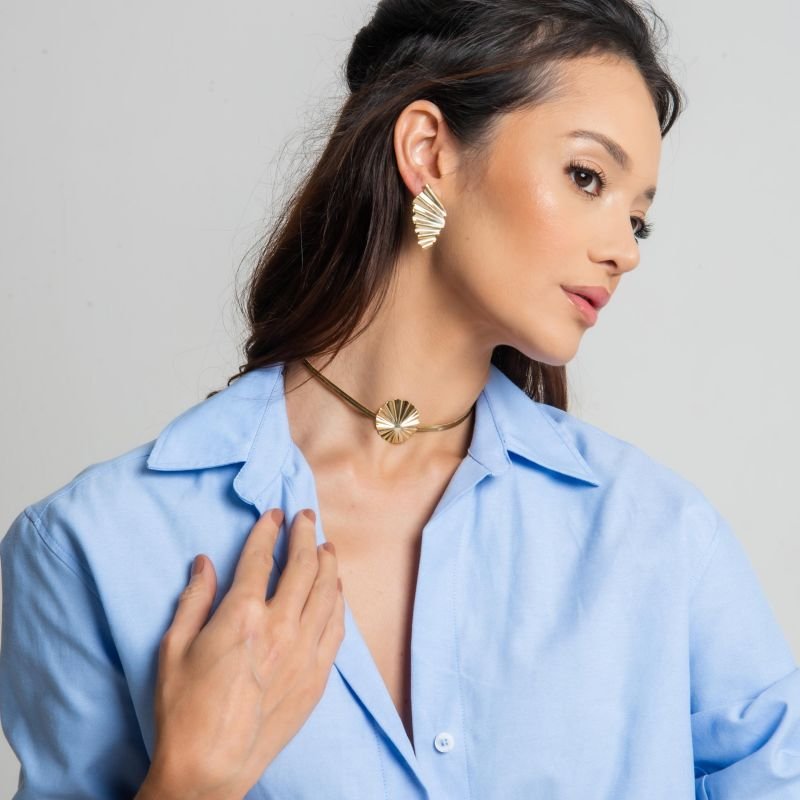 CHOKER SNAKE CIRCULO BANHADO A OURO 18K