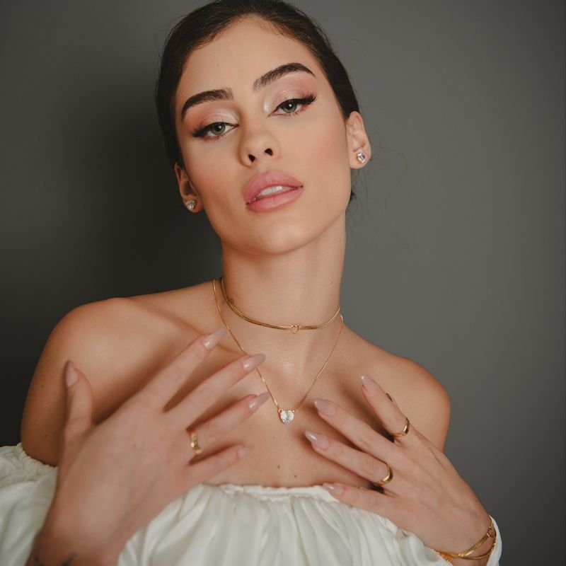 CHOKER SNAKE CORAÇÃO VAZADO DOURADO FOLHEADO