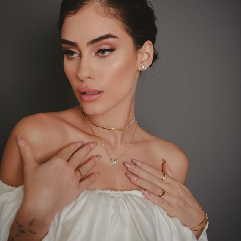 CHOKER SNAKE CORAÇÃO VAZADO DOURADO FOLHEADO