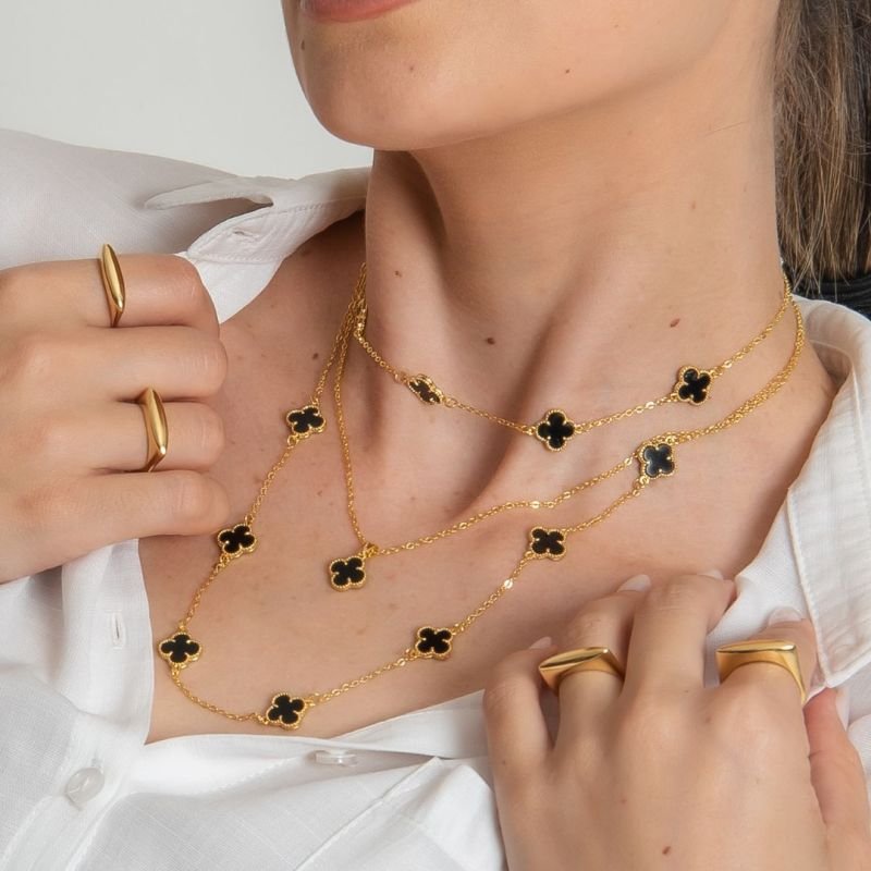 CHOKER TREVO BLACK 1OMM DOURADO FOLHEADO