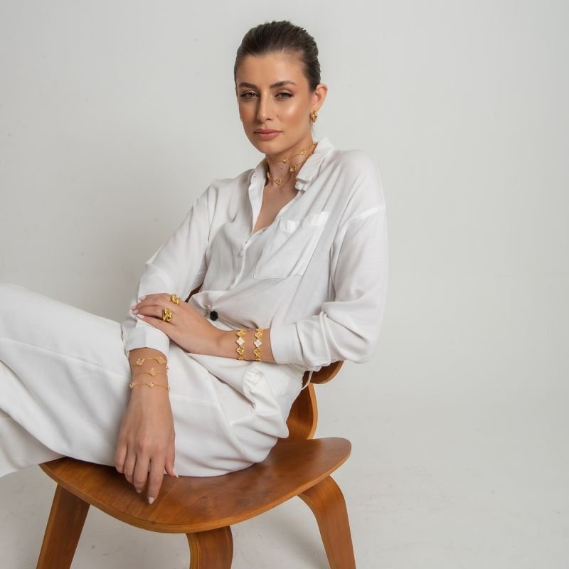 CHOKER TREVO CRISTAL 14MM BANHADO A OURO 18K