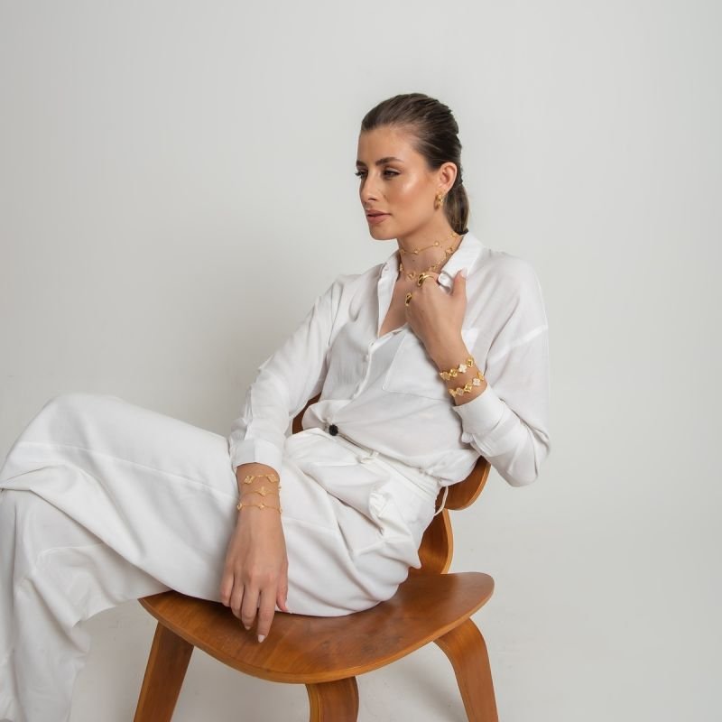 CHOKER TREVO CRISTAL 8MM BANHADO A OURO 18K