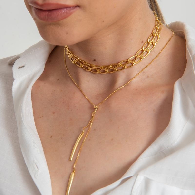 CHOKER UNIQUE BANHADO A OURO 18K