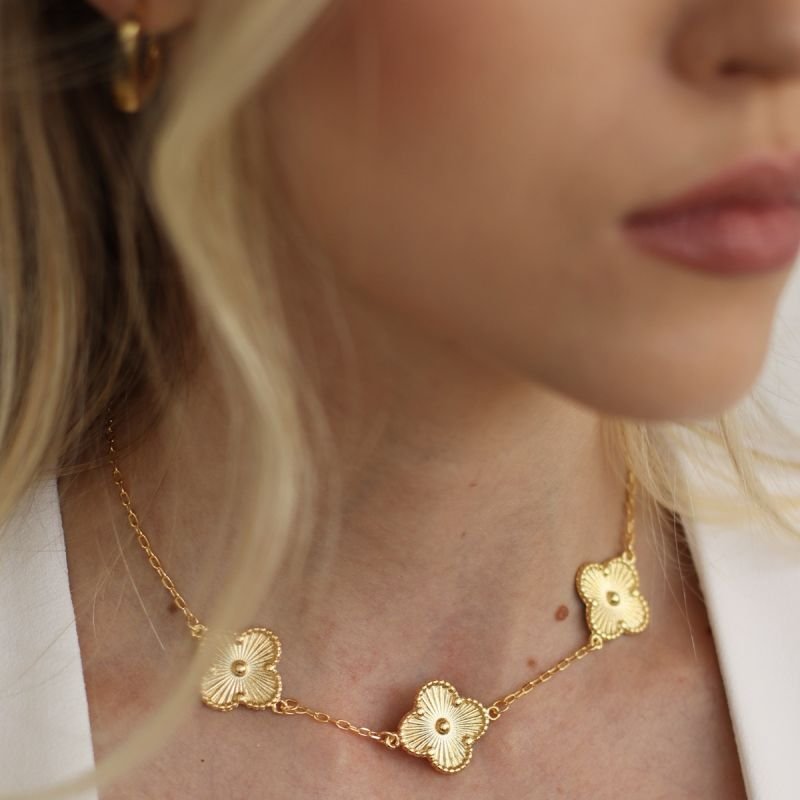 CHOKER TREVO G BANHADO A OURO 18K