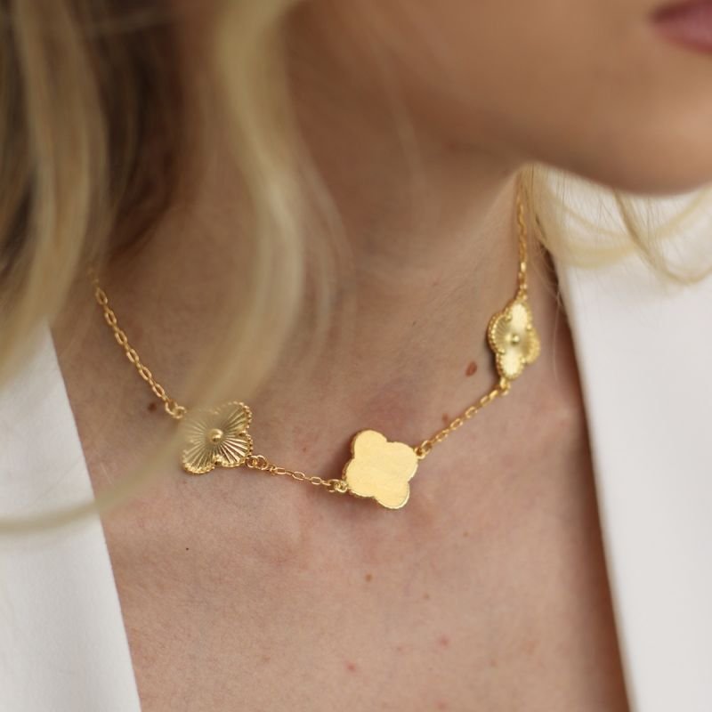 CHOKER TREVO G BANHADO A OURO 18K