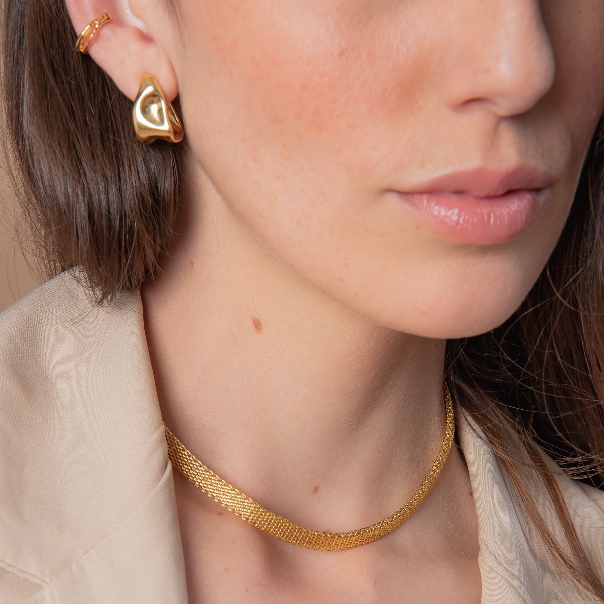 CHOKER ESTEIRA 6MM DOURADO FOLHEADO