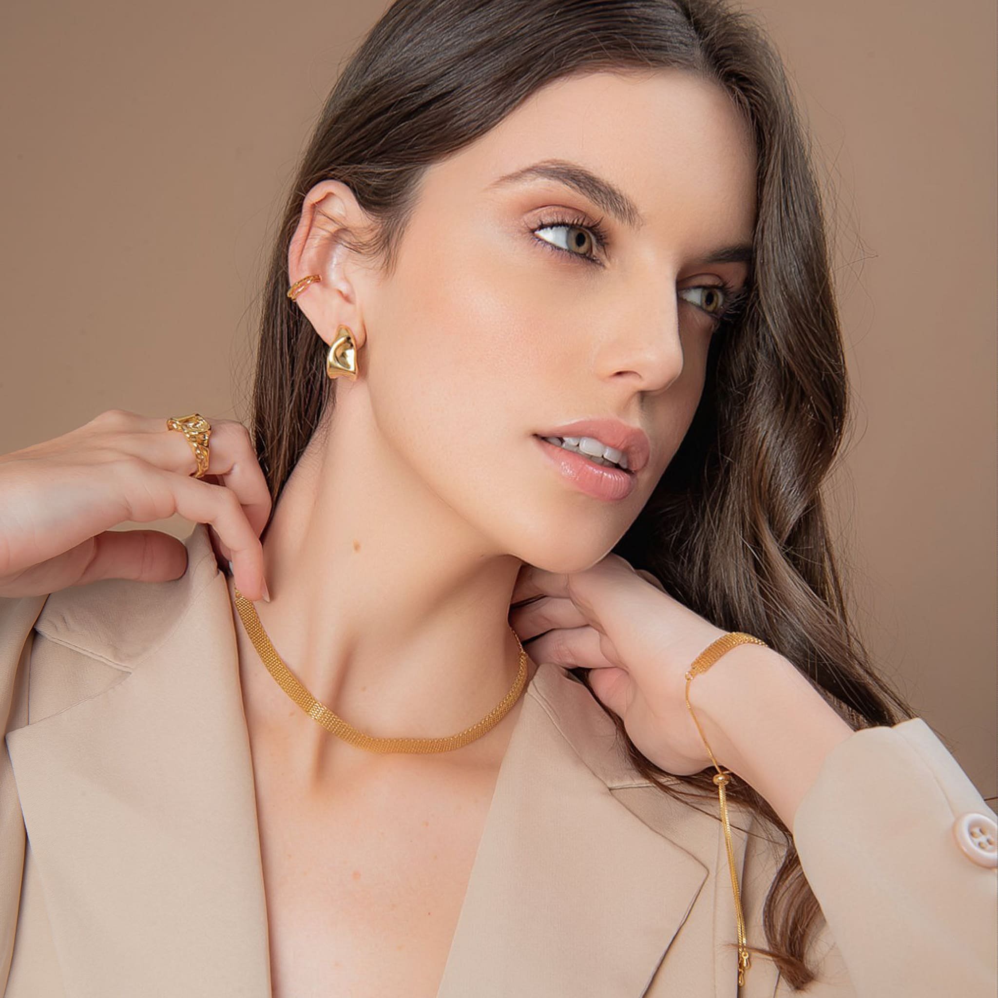CHOKER ESTEIRA 6MM DOURADO FOLHEADO