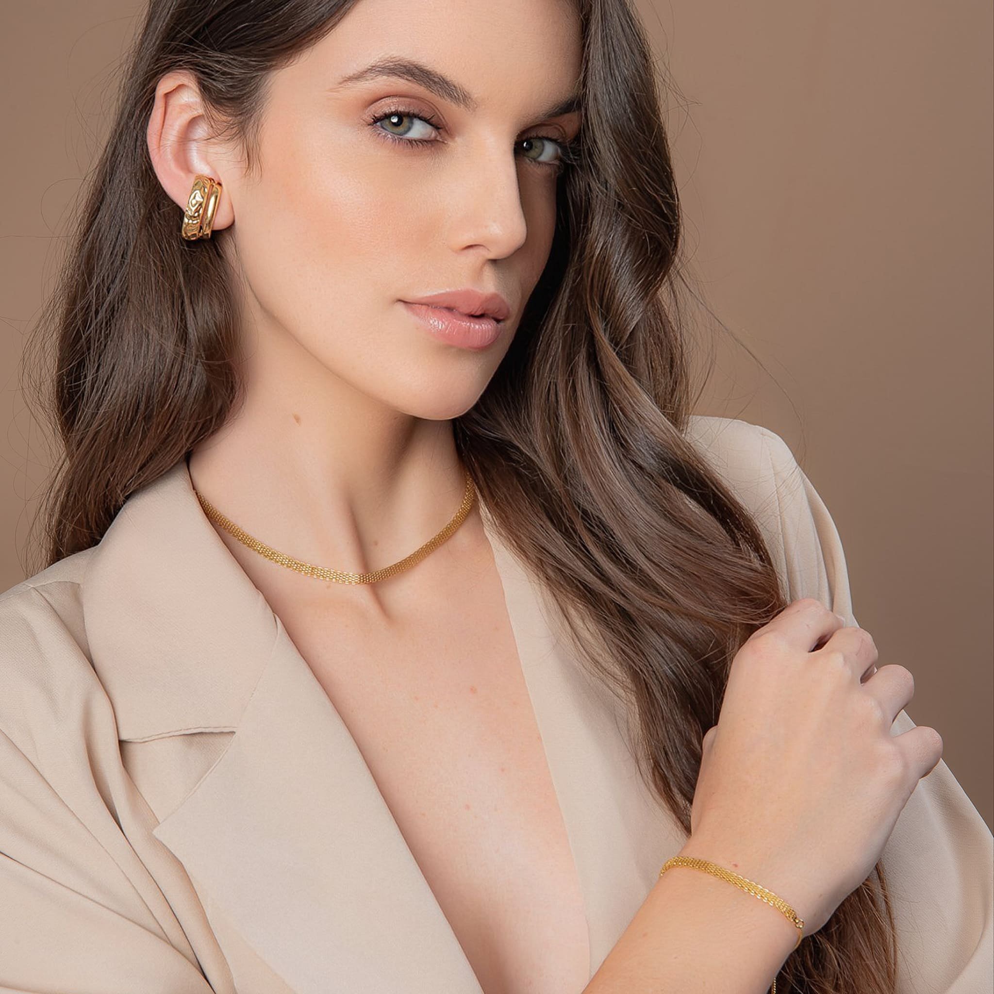 CHOKER ESTEIRA 4MM DOURADO FOLHEADO