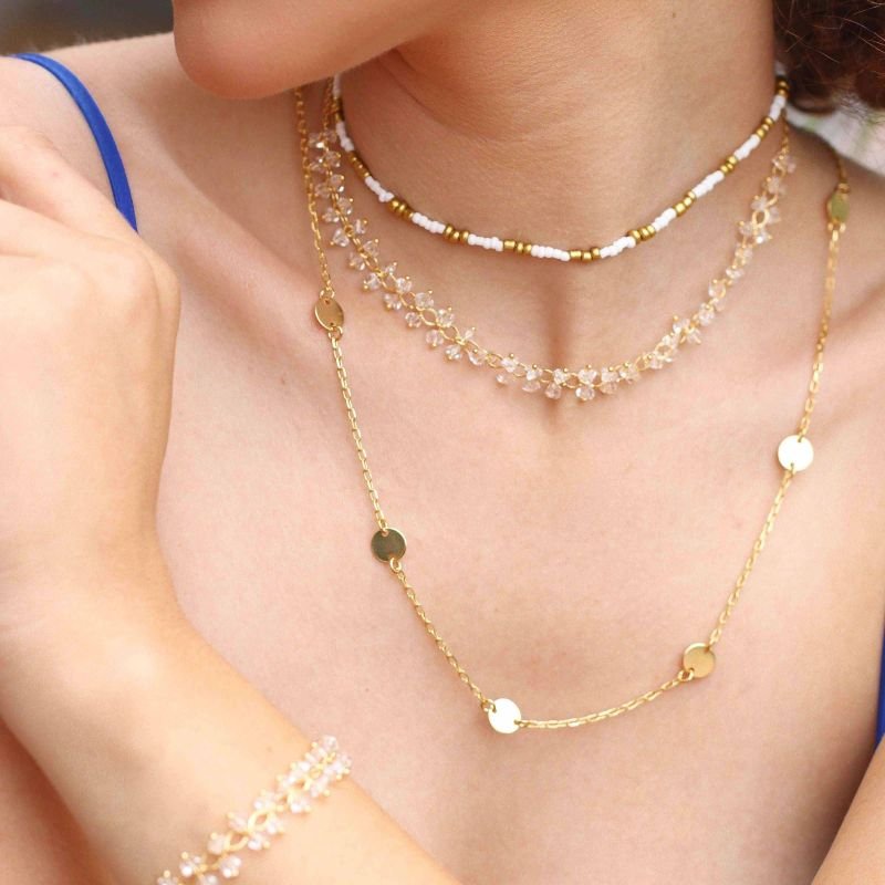 COLAR LONGO CARTI MEDALHAS DOURADO FOLHEADO